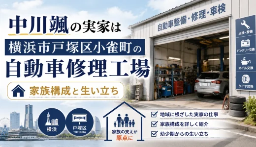中川颯の実家は横浜市戸塚区小雀町の自動車修理工場｜家族構成と生い立ち