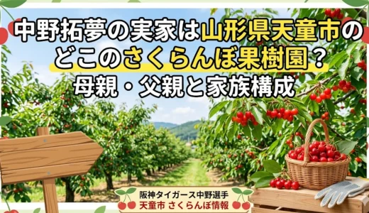 中野拓夢の実家は山形県天童市のどこのさくらんぼ果樹園？母親・父親と家族構成