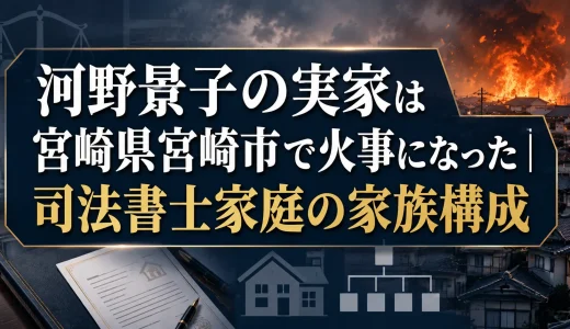 河野景子の実家は宮崎県宮崎市で火事になった｜司法書士家庭の家族構成